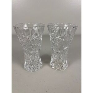 Lenox Fine Crystal Star Vase 4" Tall Flared Rim Set of 2